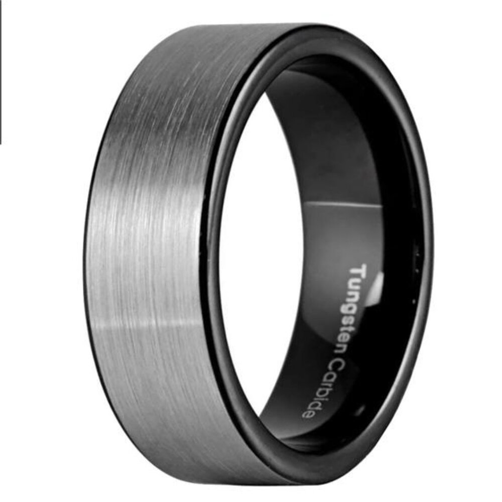 6mm Black Brushed Titanium Men's Wedding Band Ring - Unisex Wedding Ring